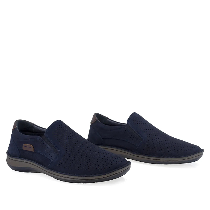 Mocasini Barbati Nubuck Perforat Bleumarin B36-9505-1LACI [2]