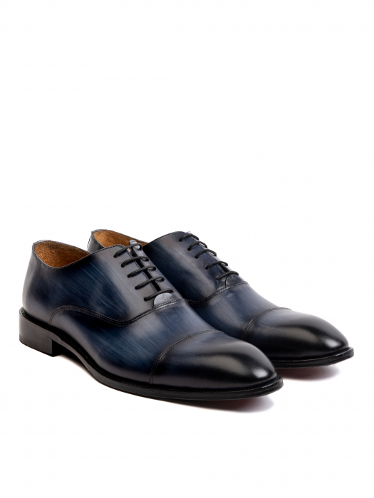 Oxford Hand Painted Radiant Blue – Piele Naturală, Pictați Manual, Talpă Hibridă din Cauciuc și Piele [3]