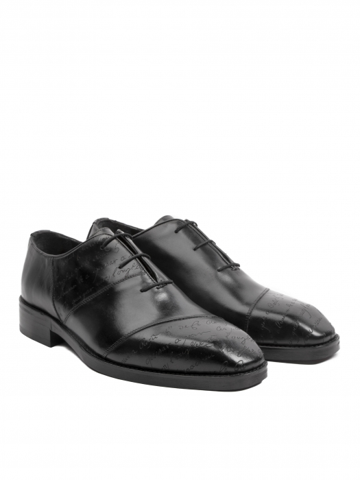 Oxford Hand Painted Space Black Manuscript – Piele Naturală, Pictați Manual, Talpă Roșie [3]