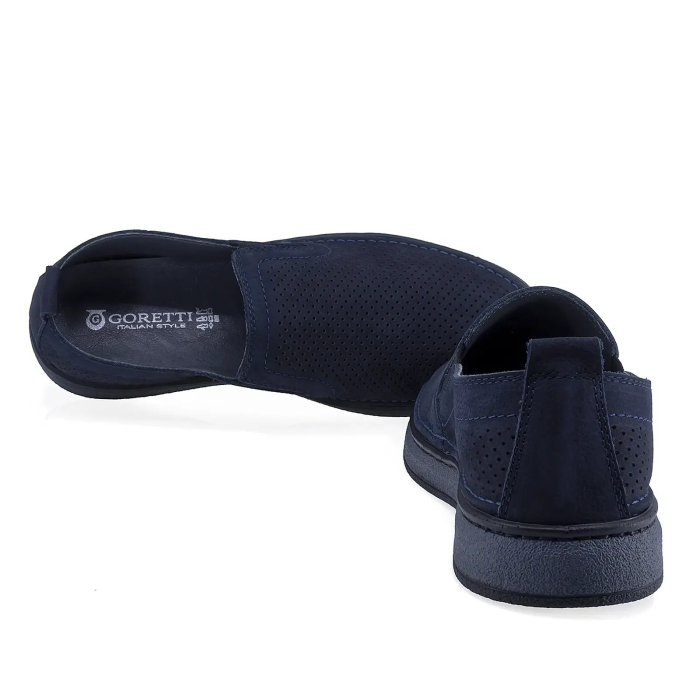 Pantofi barbati casual bleumarin din piele nabuc Goretti cu talpa flexibila [3]