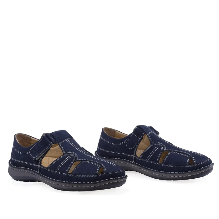Pantofi barbati casual bleumarin din piele nabuc Goretti cu talpa usoara [2]