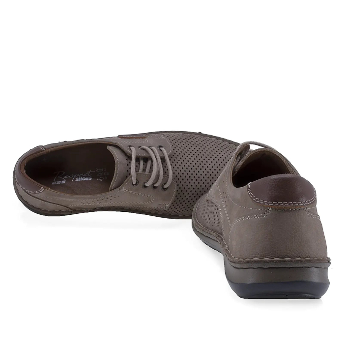 Pantofi barbati casual gri din piele nabuc Goretti cu siret si talpa usoara [3]