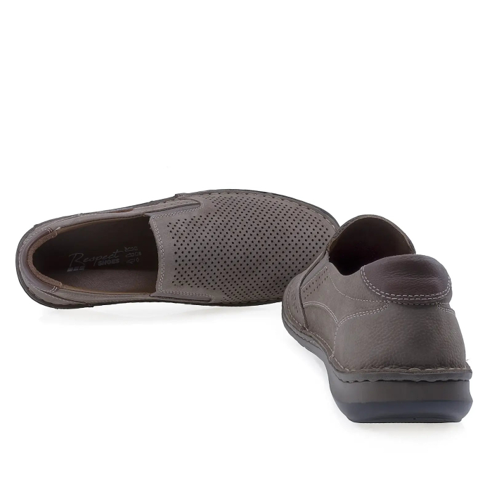 Pantofi barbati casual gri din piele nabuc Goretti cu talpa usoara [4]