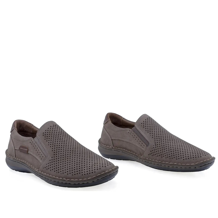 Pantofi barbati casual gri din piele nabuc Goretti cu talpa usoara [2]