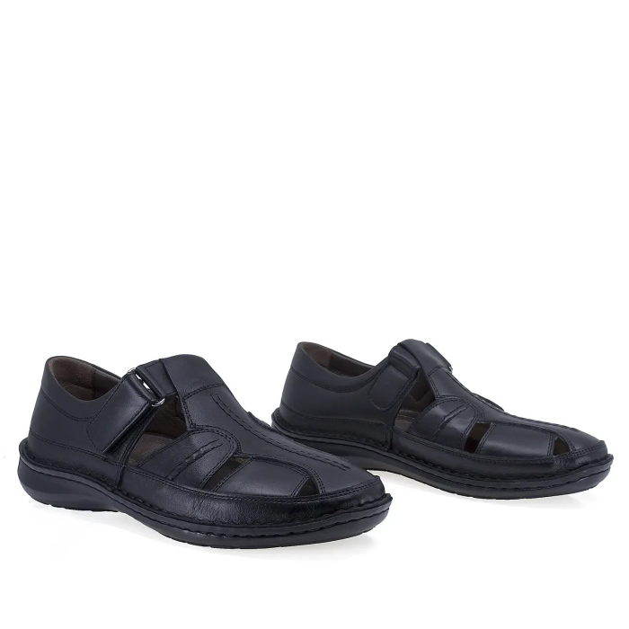 Pantofi barbati casual negri din piele naturala Goretti cu talpa usoara [2]