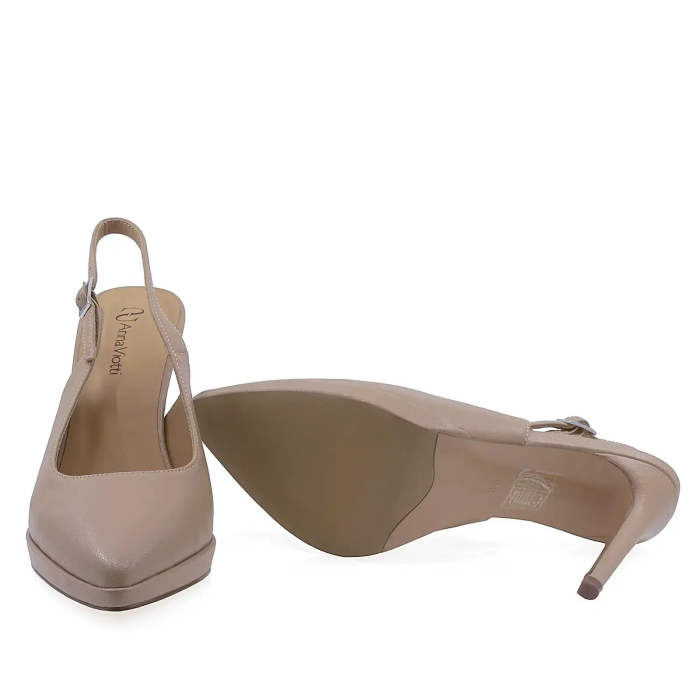 Pantofi dama eleganti bej din piele naturala Anna Viotti D105-12-2 cu toc 10 cm [4]