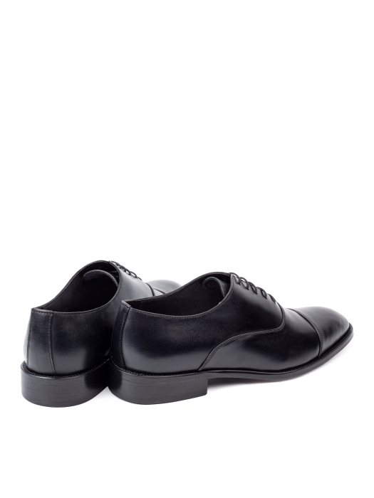 Pantofi de piele pentru bărbați Derby Cap Toe Black Classic [4]