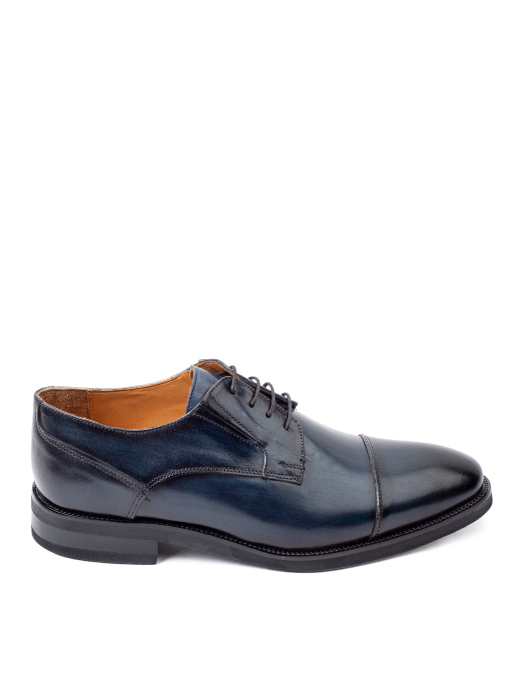 Pantofi de piele pentru bărbați Derby Cap Toe Navy Blue [2]