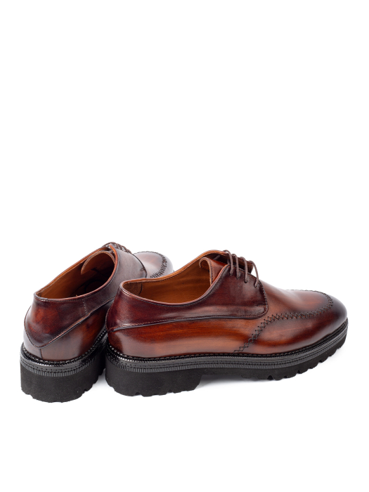 Pantofi de piele pentru bărbați Derby Cognac Patinat Manual Urban Chunky [4]