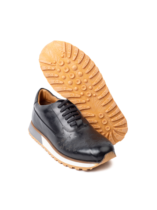 Pantofi de piele pentru bărbați Derby Urban Script Black [3]