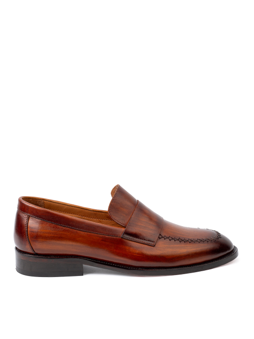 Pantofi de piele pentru bărbați Loafer Cognac Patinat Manual [2]