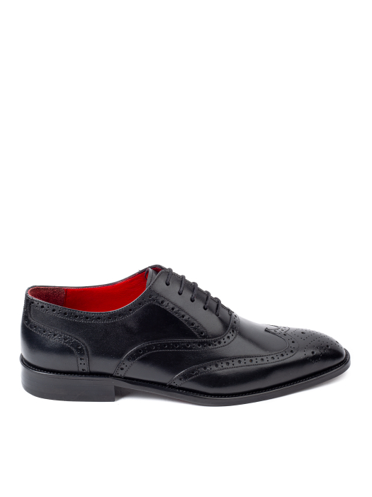 Pantofi de piele pentru bărbați Oxford Wingtip Black Full Brogue [2]