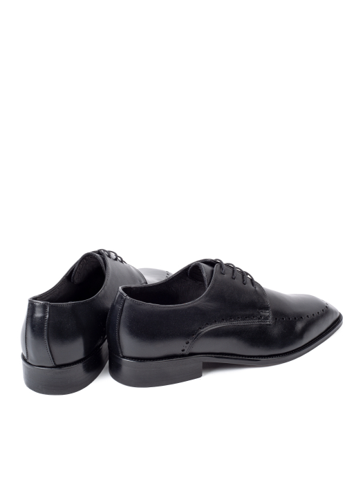 Pantofi din piele pentru bărbați   Derby Semi-Brogue Negri [4]