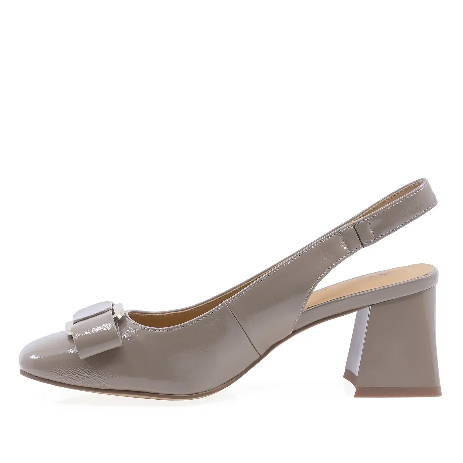 Pantofi Dama Slingback Lac Alb cu Funda D16-5533-161WHITE [2]