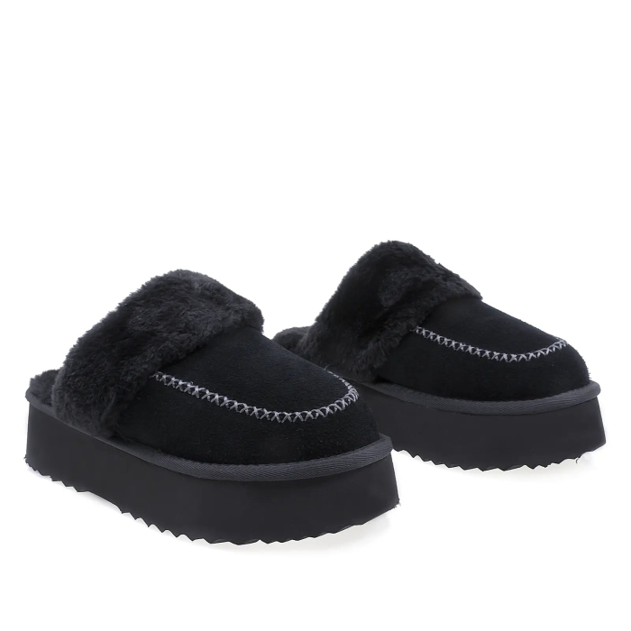 Papuci Dama Casual Anna Viotti Piele Intoarsa D113-1 Negru [2]