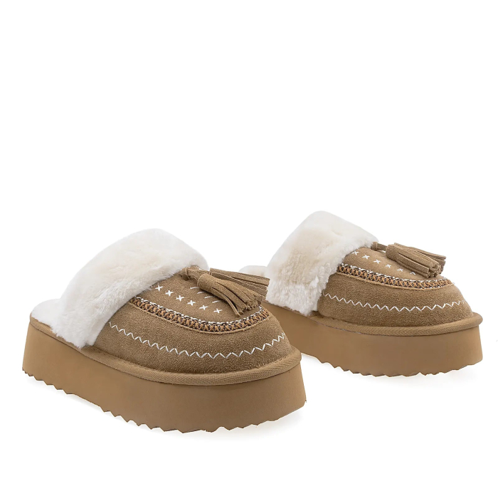 Papuci Dama Casual Anna Viotti Piele Intoarsa D113-3 Camel [2]