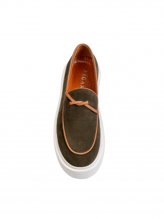 Sacramento Green with Mocha Brown Accents Loafers – Piele Naturală, Design Elegant, Confort Maximal [1]