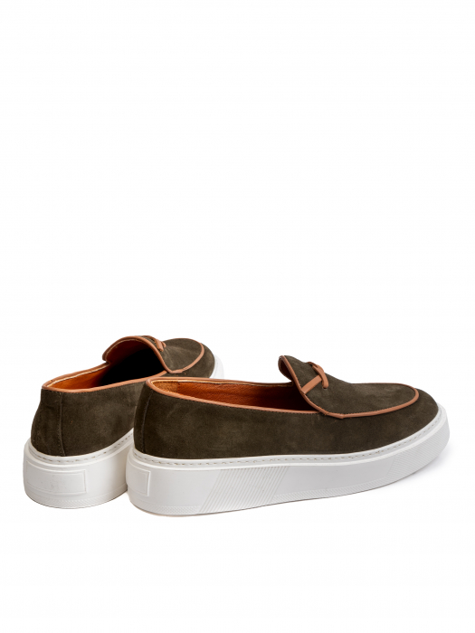 Sacramento Green with Mocha Brown Accents Loafers – Piele Naturală, Design Elegant, Confort Maximal [4]