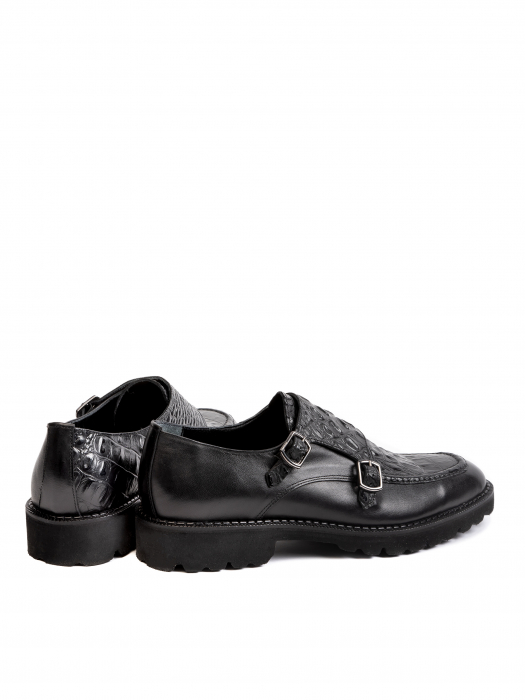 Scaled All Black Double Monk Strap – Piele Naturală, Construcție Manuală, Detalii Exclusiviste [4]