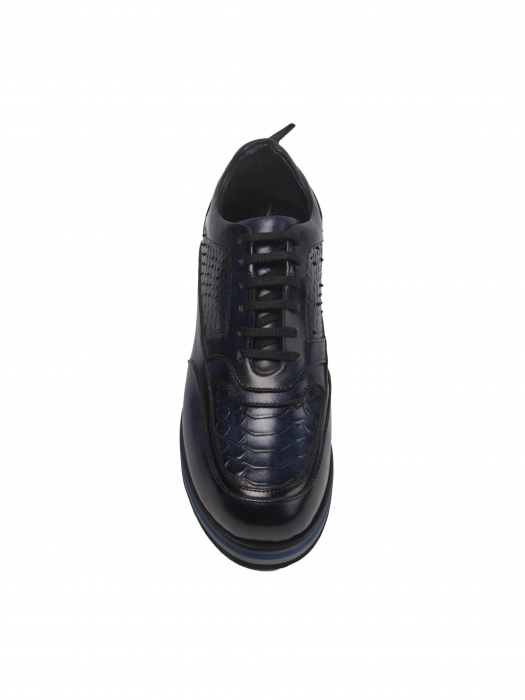 Scaled Deep Dark Blue Sneakers – Piele Naturală, Construcție Manuală, Detalii Exclusiviste [1]