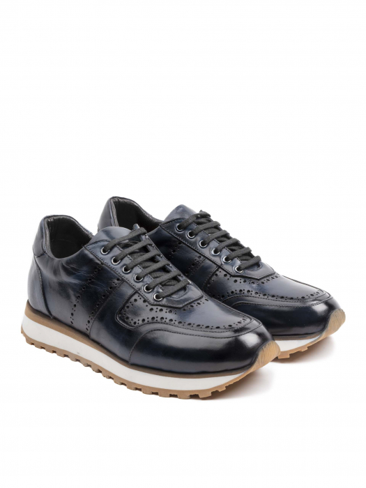 Space Blue Sneakers – Piele Naturală, Construcție Manuală, Detalii Exclusiviste [3]