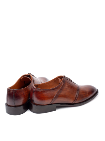 Pantofi de piele pentru bărbați Oxford Cognac Patinat Manual [3]