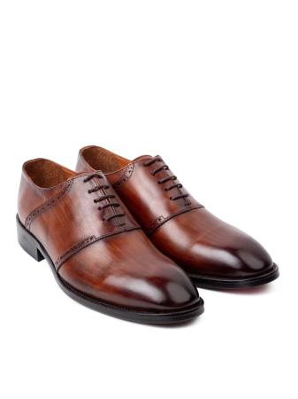 Pantofi de piele pentru bărbați Oxford Cognac Patinat Manual [2]