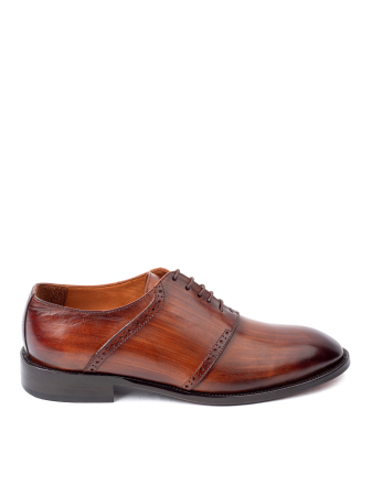 Pantofi de piele pentru bărbați Oxford Cognac Patinat Manual [1]