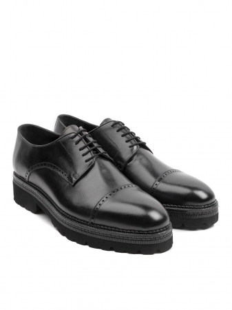 All Black Embroidery Derby – Piele Naturală, Confort Premium, Talpă Rezistentă [2]