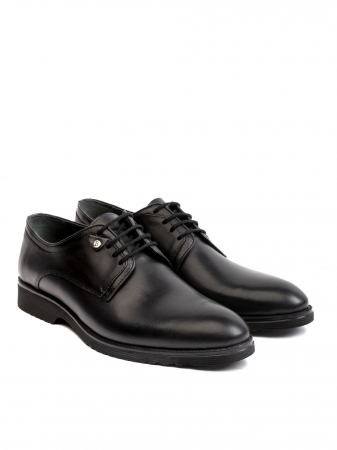All Deep Black Oxford – Piele Italiană, Pictați Manual, Talpă Roșie [2]