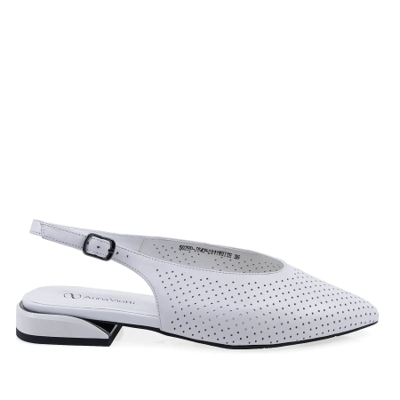 Incaltaminte dama - Balerini eleganți damă Anna Viotti din piele naturală box, alb, talpă joasă - D105-5029P-J547-Z81