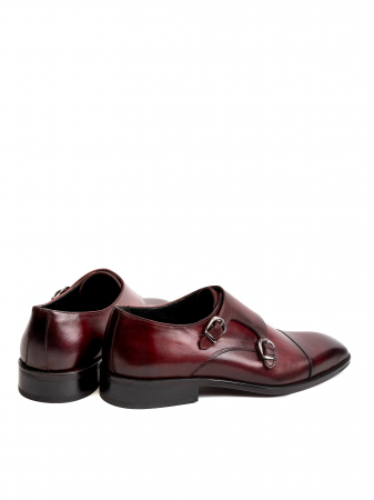 Bordeaux red Double Monk Strap – Piele Naturală, Construcție Manuală, Detalii Exclusiviste [3]