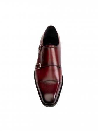 DubleMonk - Bordeaux red Double Monk Strap – Piele Naturală, Construcție Manuală, Detalii Exclusiviste