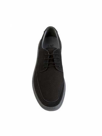 Loafers - Casual Airy Black with Grey Loafers – Piele Naturală, Design Elegant, Confort Maximal