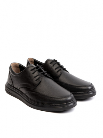 Casual Textured All Black Derby – Piele Naturală, Confort Premium, Talpă Rezistentă [2]
