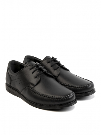 Casual Textured All Black Derby – Piele Naturală, Confort Premium, Talpă Rezistentă [2]