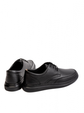 Casual Textured All Black Derby – Piele Naturală, Confort Premium, Talpă Rezistentă [3]