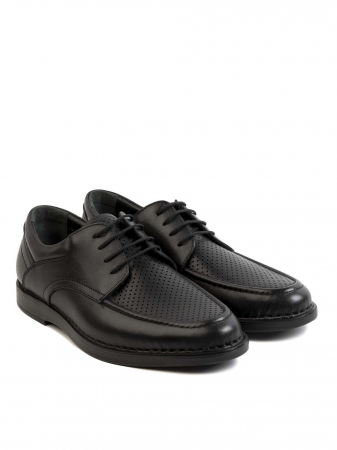 Casual Textured Black Airy Derby – Piele Naturală, Confort Premium, Talpă Rezistentă [2]