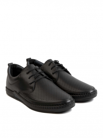 Casual Textured Black Airy Derby – Piele Naturală, Confort Premium, Talpă Rezistentă [2]