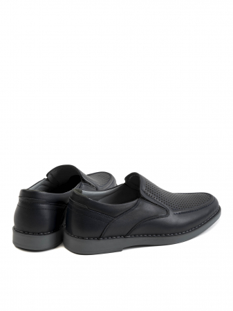 Casual Textured Black Airy Loafers – Piele Naturală, Design Elegant, Confort Maximal [3]