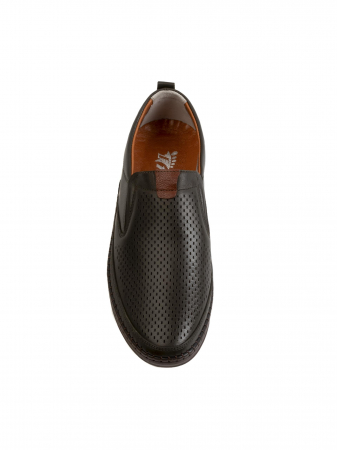Loafers - Casual Textured Black Airy Loafers – Piele Naturală, Design Elegant, Confort Maximal