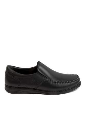 Casual Textured Black Loafers – Piele Naturală, Design Elegant, Confort Maximal [1]