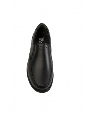 Loafers - Casual Textured Black Loafers – Piele Naturală, Design Elegant, Confort Maximal