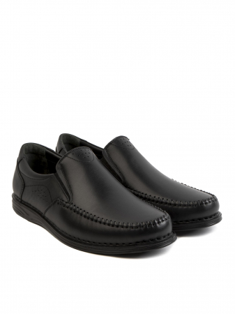 Casual Textured Black Loafers – Piele Naturală, Design Elegant, Confort Maximal [2]