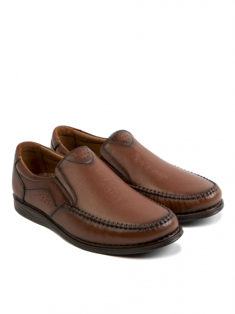 Casual Textured Russel Brown Loafers – Piele Naturală, Design Elegant, Confort Maximal [2]
