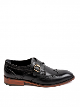 Embroidered All Black Monk Strap – Piele Naturală, Construcție Manuală, Detalii Exclusiviste [1]