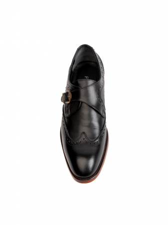 MonkStraps - Embroidered All Black Monk Strap – Piele Naturală, Construcție Manuală, Detalii Exclusiviste