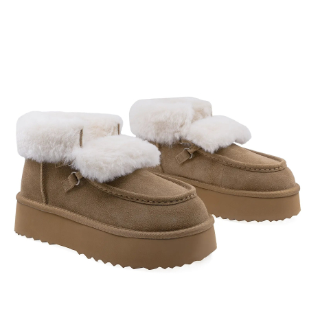 Ghete Dama Casual Anna Viotti Piele Intoarsa D113-10 Camel [1]