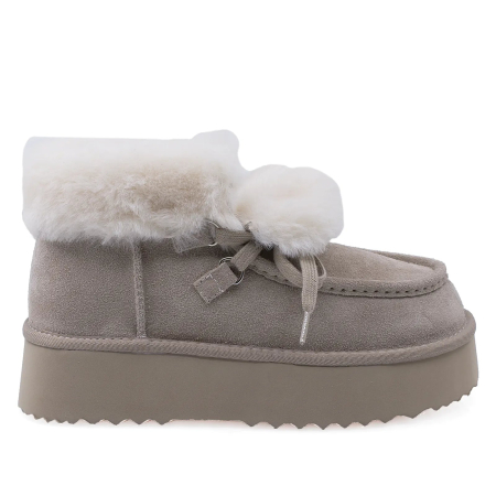 Ghete - Ghete Dama Casual Anna Viotti Piele Intoarsa D113-10 Taupe