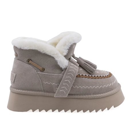 Ghete - Ghete Dama Casual Anna Viotti Piele Intoarsa D113-4 Gri